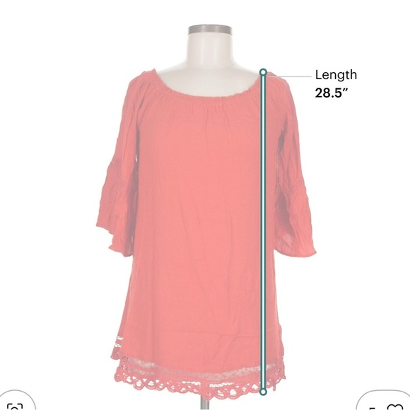 Flying Tomato Bright Red Tunic with Lace Accents Dress Size Medium 3/4 Sleeve , - Picture 3 of 3